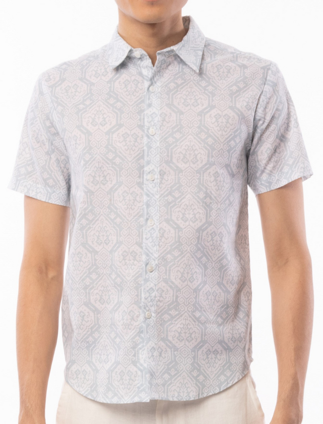 Indie Batik - Qamran Men Slim Fit Short Sleeve Printed Shirt