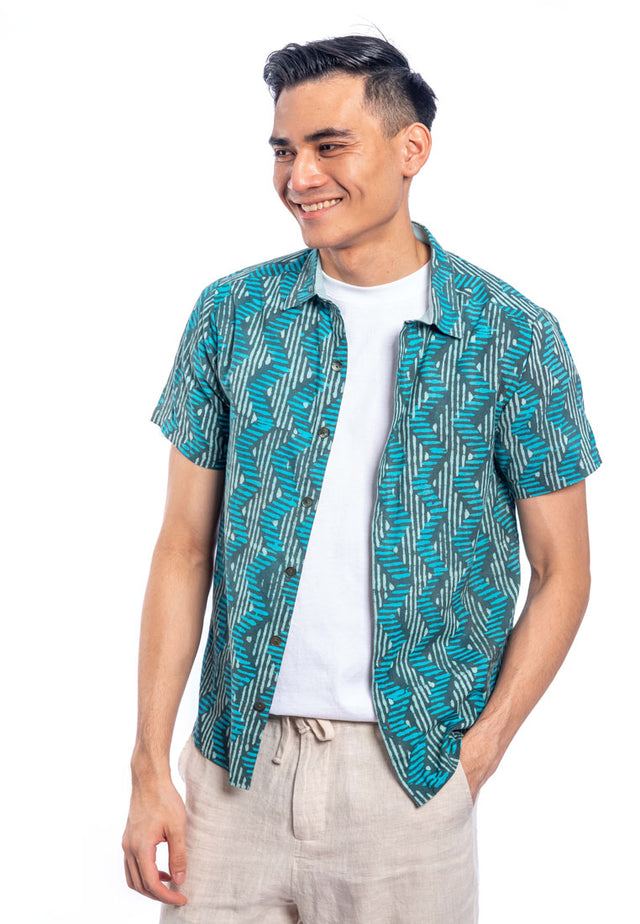 Chatura Short Sleeve Printed Shirt - Green