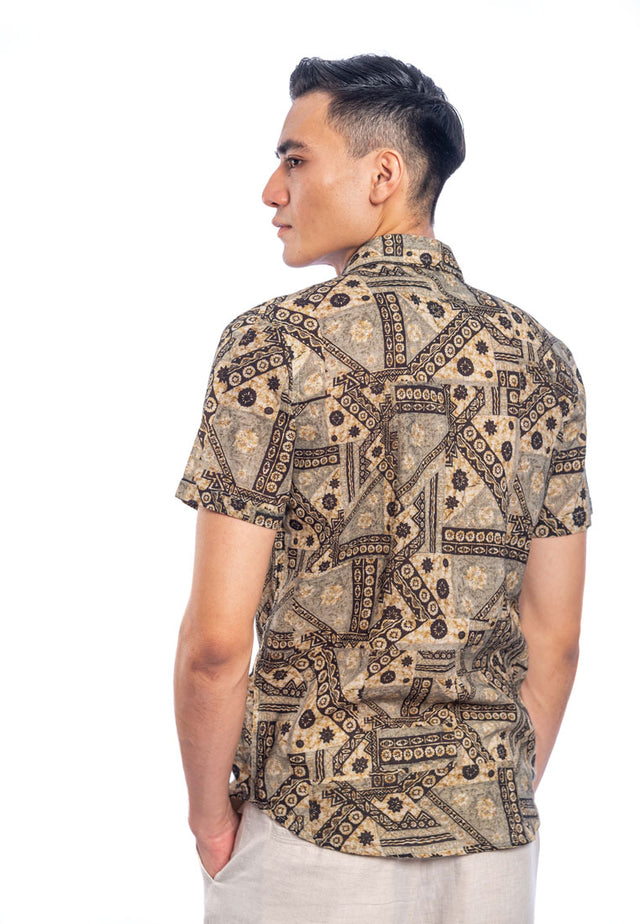 Faiyaz Short Sleeve Printed Shirt - Brown