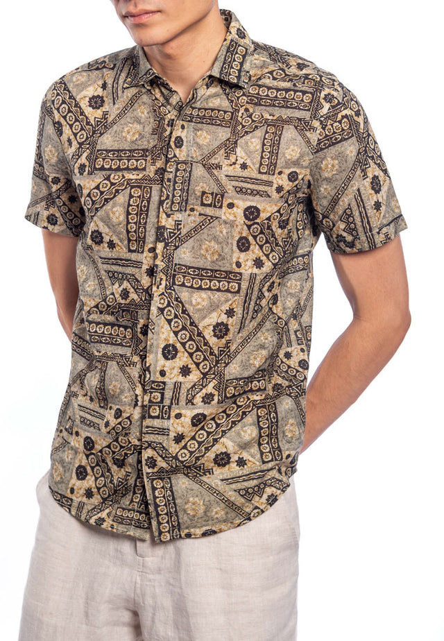 Faiyaz Short Sleeve Printed Shirt - Brown