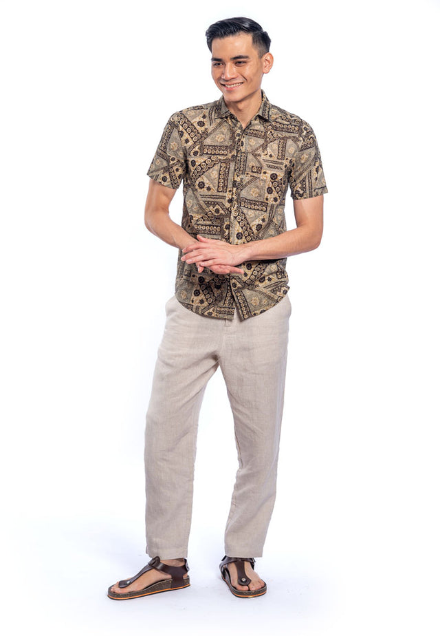 Faiyaz Short Sleeve Printed Shirt - Brown