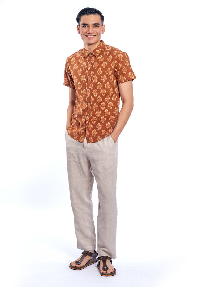 Chatresh Short Sleeve Printed Shirt - Brown