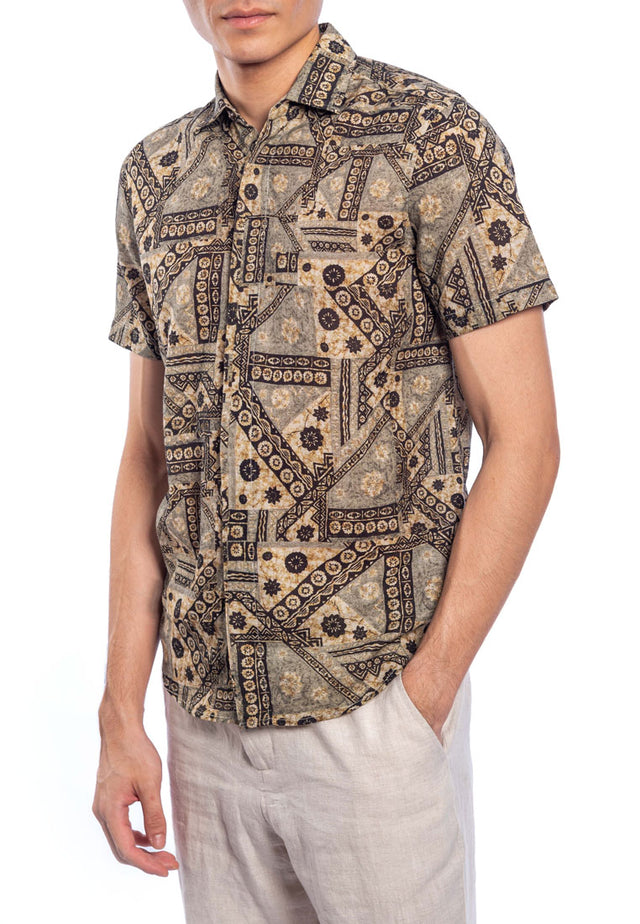 Faiyaz Short Sleeve Printed Shirt - Brown