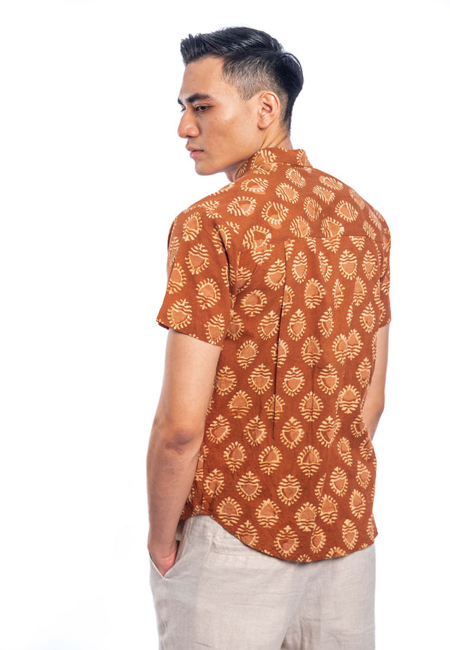 Chatresh Short Sleeve Printed Shirt - Brown