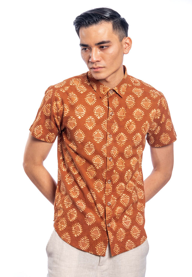 Chatresh Short Sleeve Printed Shirt - Brown