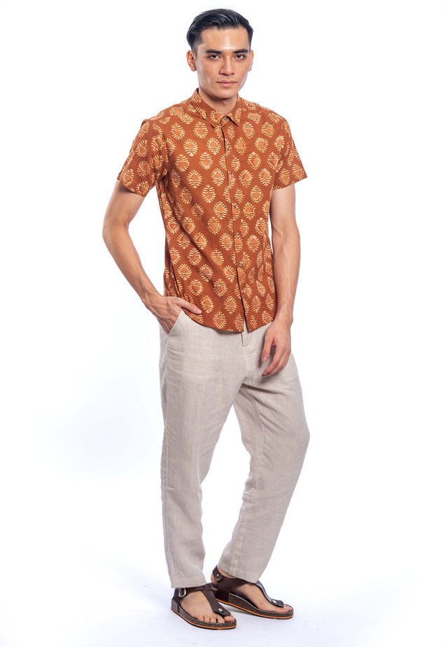 Chatresh Short Sleeve Printed Shirt - Brown