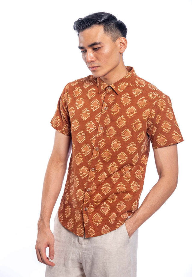 Chatresh Short Sleeve Printed Shirt - Brown