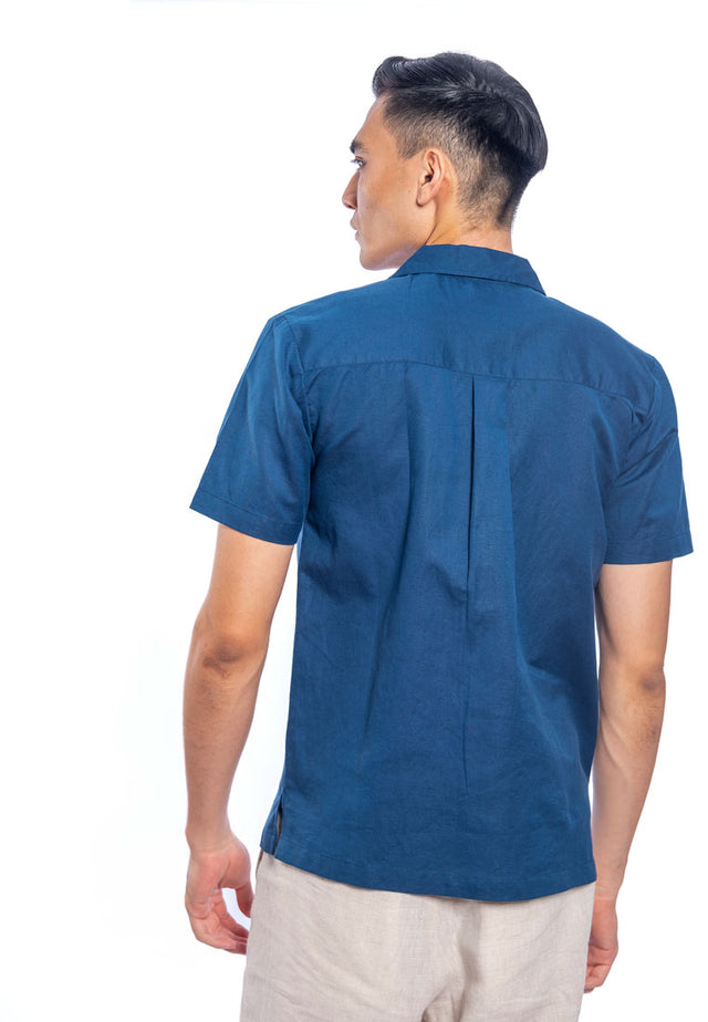 Balendra Embroidered Short Sleeve Shirt - Blue