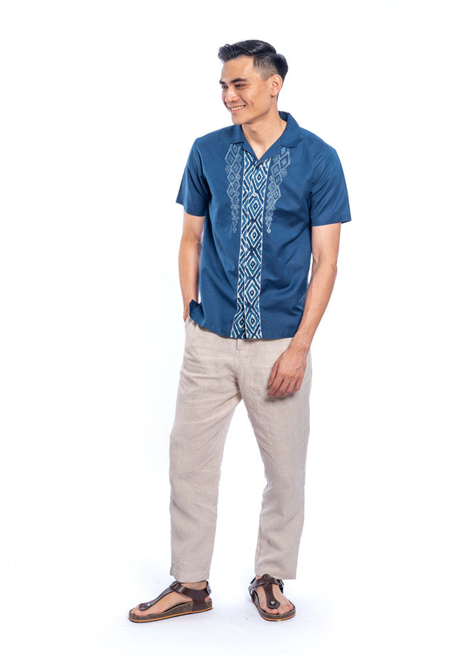 Balendra Embroidered Short Sleeve Shirt - Blue