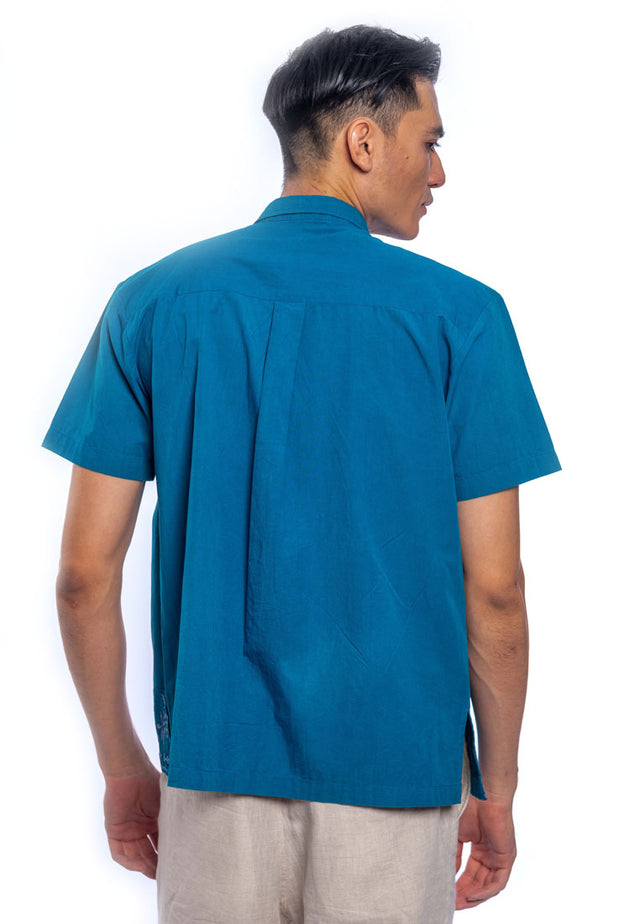 Darsh Short Sleeve Embroidered Shirt - Blue