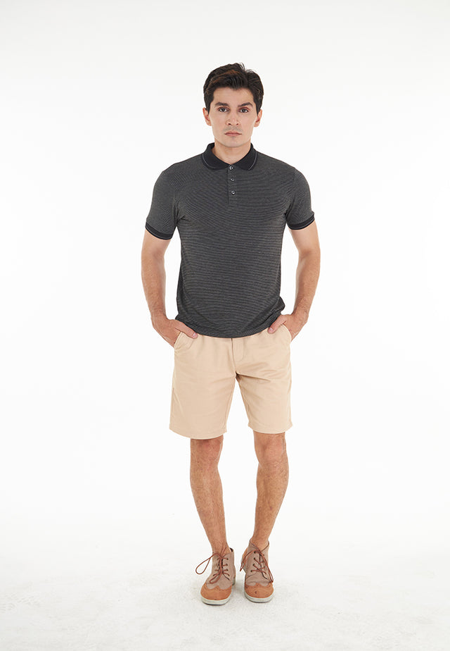 Parker Buttoned Short Sleeve Polo Shirt - Black