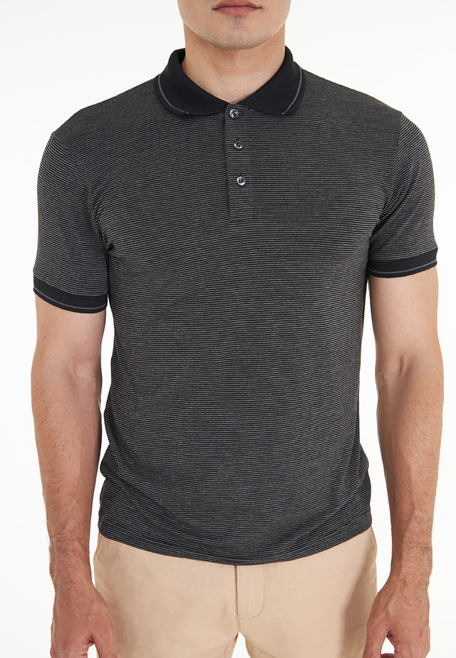 Parker Buttoned Short Sleeve Polo Shirt - Black