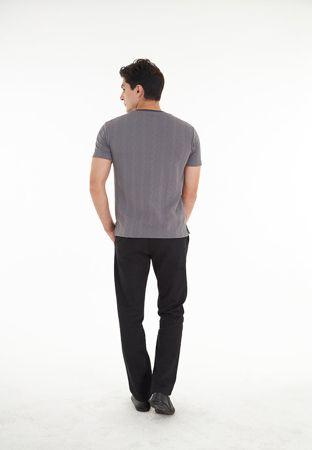 Mason Short Sleeve Textured Knit Tee - Grey