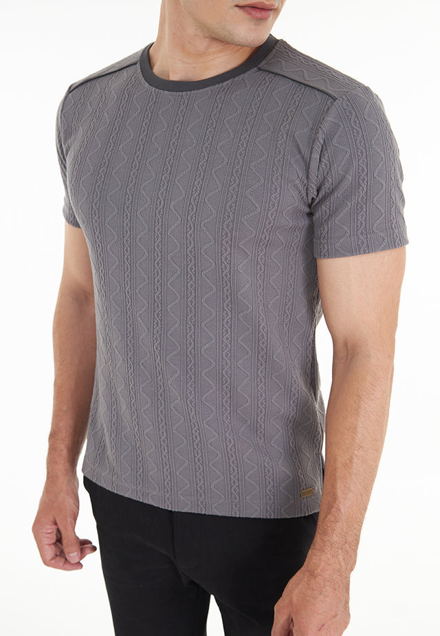 Mason Short Sleeve Textured Knit Tee - Grey