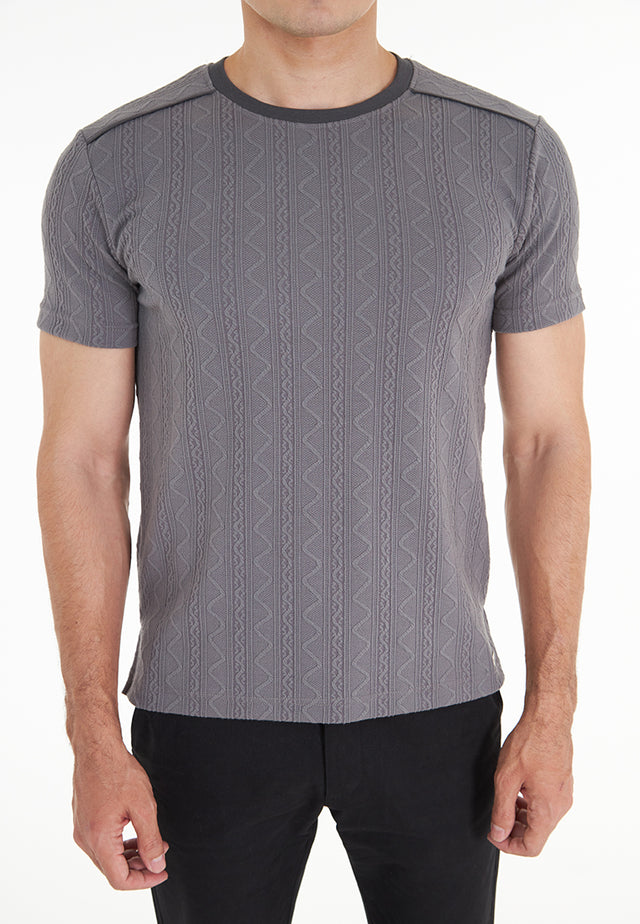 Mason Short Sleeve Textured Knit Tee - Grey