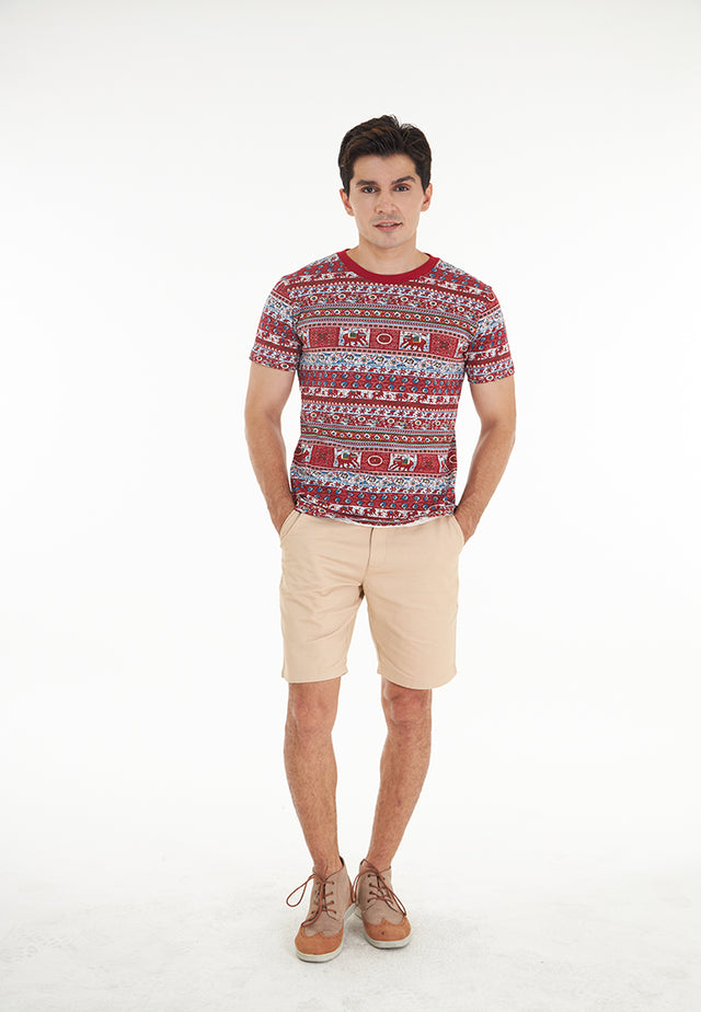 Kieran Short Sleeve Printed T-Shirt - Maroon