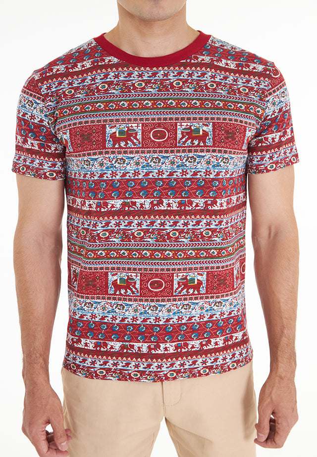 Kieran Short Sleeve Printed T-Shirt - Maroon