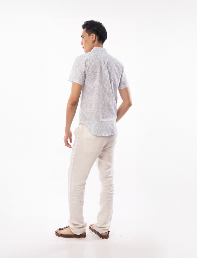 Indie Batik - Qamran Men Slim Fit Short Sleeve Printed Shirt